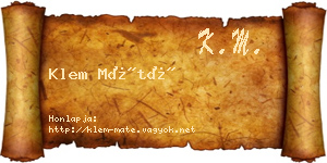 Klem Máté névjegykártya